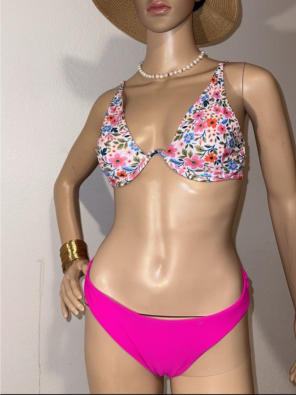 Bikini Top and Pink Bottom - Women Swim Size Medium